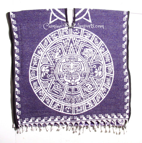 Mexican Poncho Aztec Calendar Gabon CaminoRealImports.com