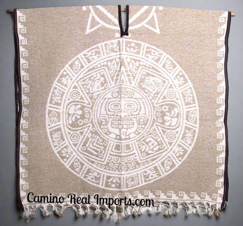Mexican Poncho Aztec Calendar Gabon CaminoRealImports.com