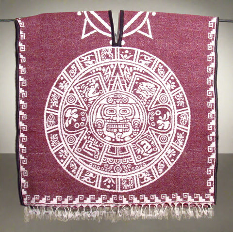 Mexican Poncho Aztec Calendar Gabon CaminoRealImports.com