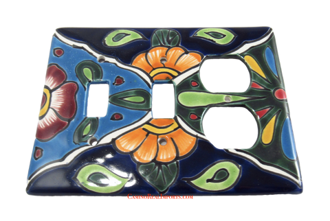 Talavera Switch Plates With Double Toggle Switch Slots And Double Outlets  TDSPS001