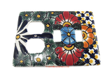 Talavera Switch Plates With Two Toggle Switch Slots And 2 Outlets TDSPS002