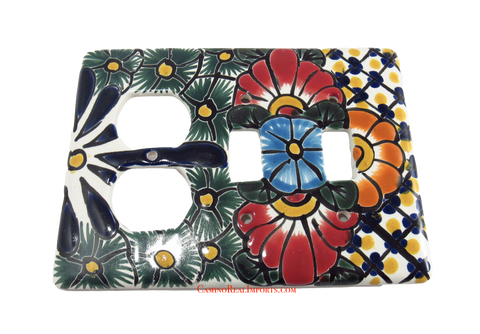 Talavera Switch Plates With Two Toggle Switch Slots And 2 Outlets TDSPS002