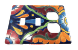 Talavera Switch Plates With Double Toggle Switch And Double Outlets TDSPS003