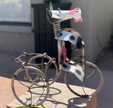 Metal Cow on Tricycle Pot Holder Garden - Yard Decor Sculpture MTACYS004