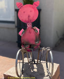 Metal Pig on Tricycle Pot Holder Garden - Yard Decor Sculpture MTACYS006