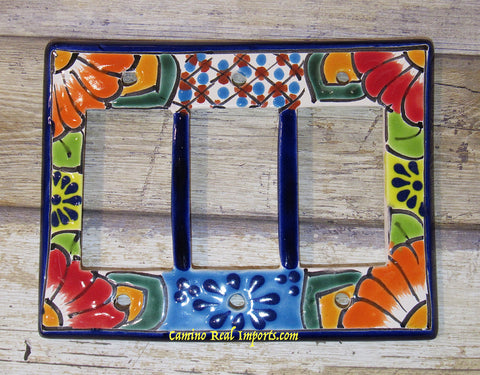 Talavera Pottery Triple Rocker Switch Plate T3RSP003