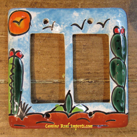 Talavera Pottery Double Rocker Switch Plate TDRSP017
