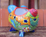 Mexican Talavera Pottery Pig Planter 9" TPSPT009