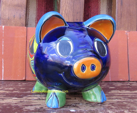 Mexican Talavera Pottery Pig Planter 9" TPSPT010