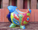 Mexican Talavera Pottery Pig Planter 9" TPSPT010
