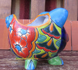 Mexican Talavera Pottery Pig Planter 9" TPSPT010