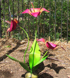3 Metal Flowers Yard Or Garden Decor MRFB046