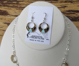 Sterling Silver Set Inlay Stone Necklace and Matching Earring Set SSMES002