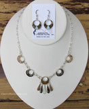 Sterling Silver Set Inlay Stone Necklace and Matching Earring Set SSMES002