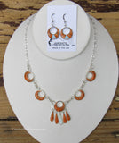 Sterling Silver Set Spiny Oyster Necklace and Matching Earring Set SSMES003