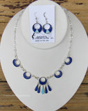 Sterling Silver Set Lapiz Lazuli Necklace and Matching Earring Set SSMES004