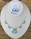 Sterling Silver Turquoise Necklace and Matching Earring Set SSMES005