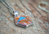 Sterling Silver Multi-Stone Onyx and Opal Pendant STSP0025