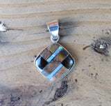 Sterling Silver Multi-Stone Onyx and Opal Pendant STSP007