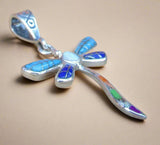 Sterling Silver Multi Stone Inlay Butterfly Pendant STSP0021