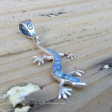 Sterling Silver Lizard Turquoise and Opal Pendant STSP003