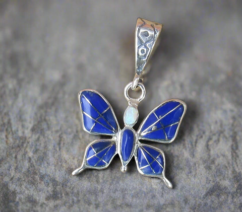 Sterling Silver Lapis Lazuli Butterfly Pendant STSP0028