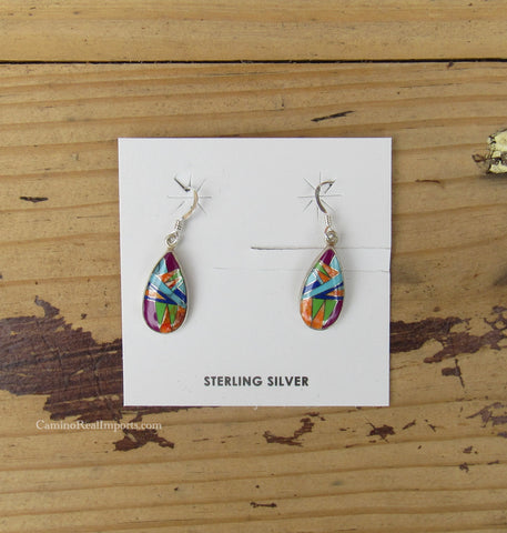 Sterling Silver Turquoise and Opal Inlay Earrings STER020