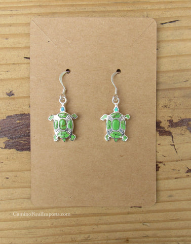 Sterling Silver Gaspite and Opal Inlay Turtle Earrings STER024