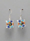 Sterling Silver Multi-Stone Inlay Turtle Earrings STER030