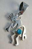 Sterling Silver Kokopelli Turquoise Pendant STSP011