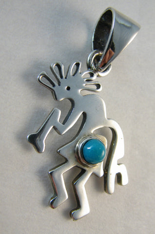 Sterling Silver Kokopelli Turquoise Pendant STSP011