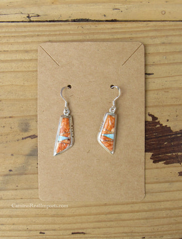 Sterling Silver Spiny Oyster and Opal Inlay Fish Earrings STER027