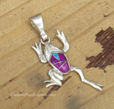 Sterling Silver Sugilite and Opal Inlay Frog Pendant STSP0050