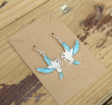 Sterling Silver Turquoise and Opal Inlay Dove Earrings STER033