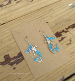Sterling Silver Turquoise and Opal Inlay Mermaid Earrings STER034