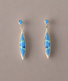 Sterling Silver Denim Lapis and Opal Inlay Post Earrings STER038
