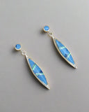 Sterling Silver Denim Lapis and Opal Inlay Post Earrings STER038