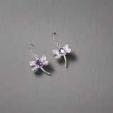 Sterling Silver Amethyst and Opal Inlay Dragonfly Earrings STER046