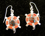 Sterling Silver Turtle Set Red Sponge Coral Pendant and Earrings TSC011