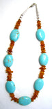 TURQUOISE AND AMBER NECKLACE TSC069