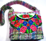 GUATEMALA PURSE HAND EMBROIDERED FLOWERS HOBO BAG X-LARGE GPL014