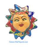 Mexican Wall Hanging Talavera Pottery Sun Face 8" TSF8017