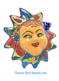 Mexican Wall Hanging Talavera Pottery Sun Face 8" TSF8017