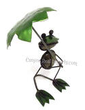 Metal Rock Frog holding Umbrella Yard Garden Decor Caminorealimports.com