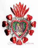 Sacred Heart Tin Nicho With Our Lady of Guadalupe Caminorealimports.com