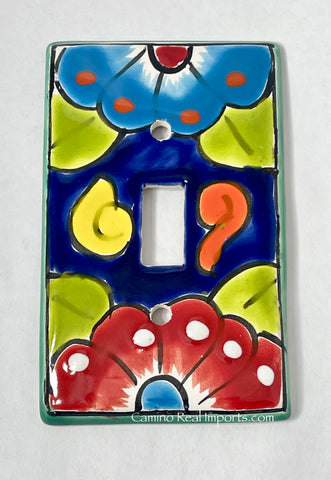 Mexican Talavera Pottery Single Toggle Switch Plate TTSP017