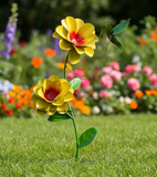 Metal Flower & Hummingbird Yard Or Garden Decor MRFH022