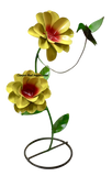 Metal Flower & Hummingbird Yard Or Garden Decor MRFH022
