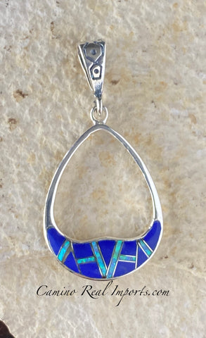 Sterling Silver Lapis Lazuli and Opal Pendant STSP0012
