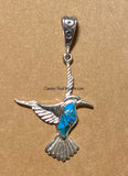 Sterling Silver Hummingbird Turquoise and Opal Inlay Pendant STSP002